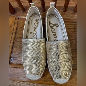 Sam Edleman Khloe woven gold espidrilles never worn